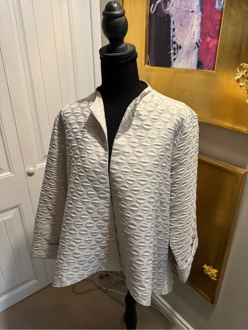 MarlaWynne White Textured Open-Front Blazer